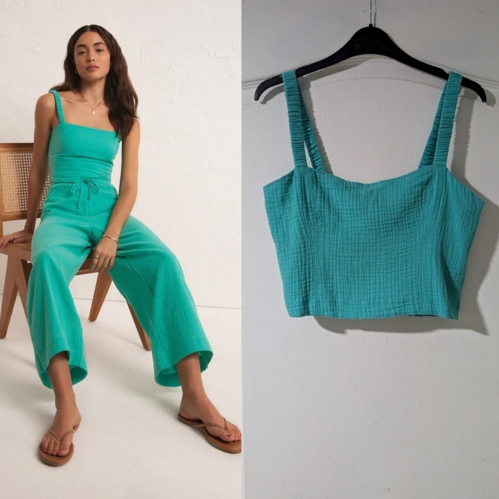 NWT Z Supply | Cambria Gauze Crop Top In Cabana Green